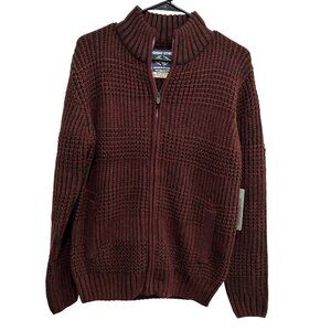 Amongst Others Chunky Knit Full  Zipper Cardigan Sweater Mens Size S Brown Black